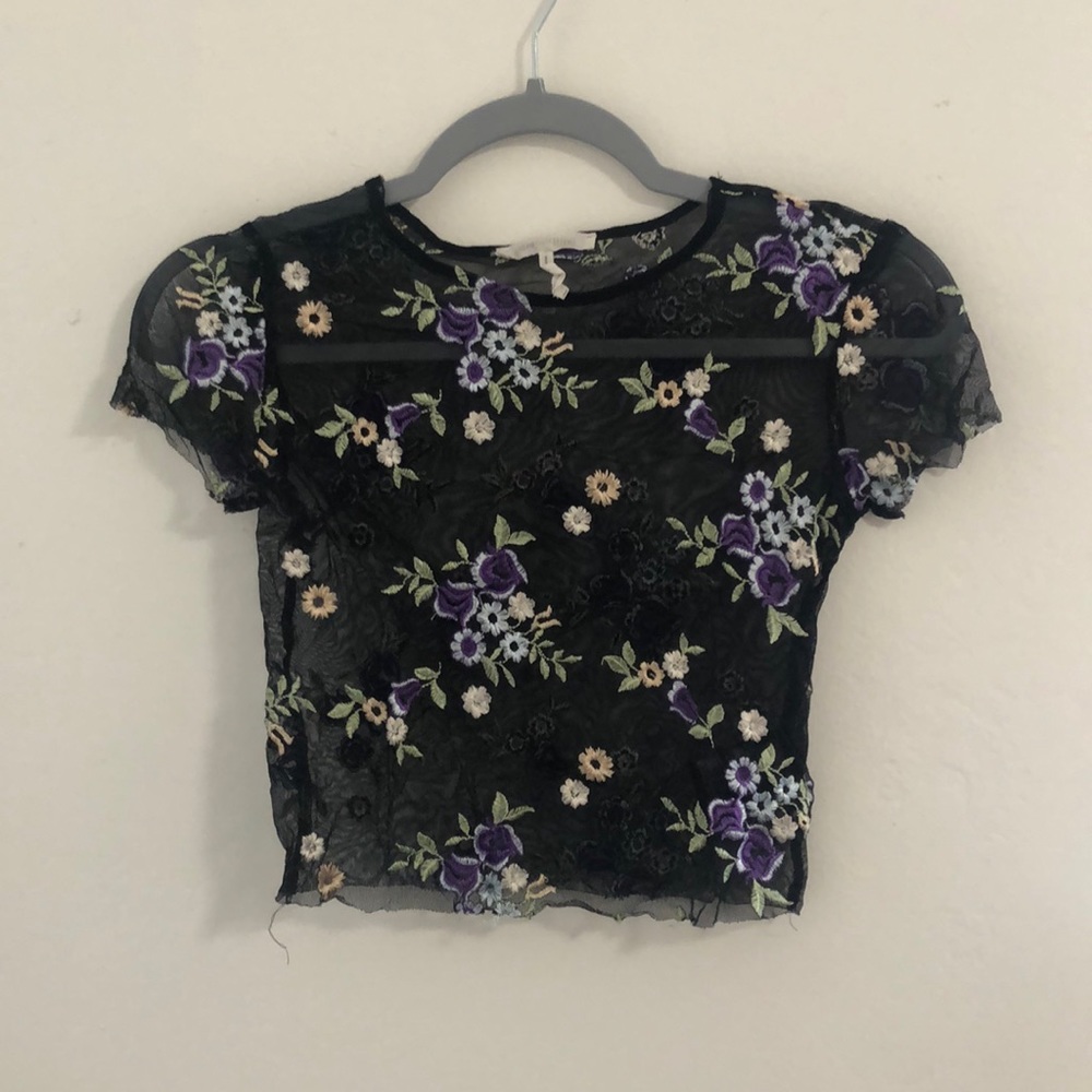 Floral sheer crop top